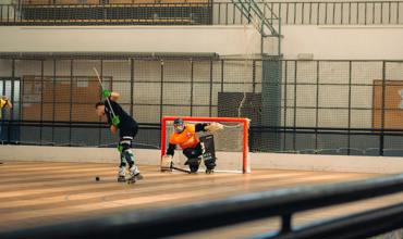 Goalball player throwing the ball