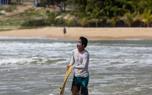 Skim boarding wave ride