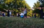 Outdoor yoga setup