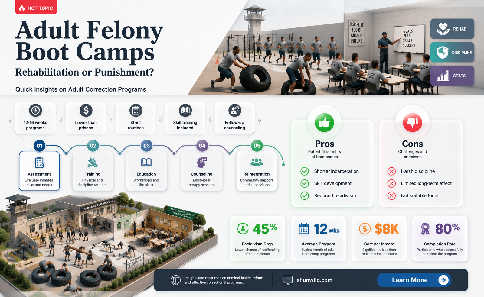 are adults sent to boot camp for felonies