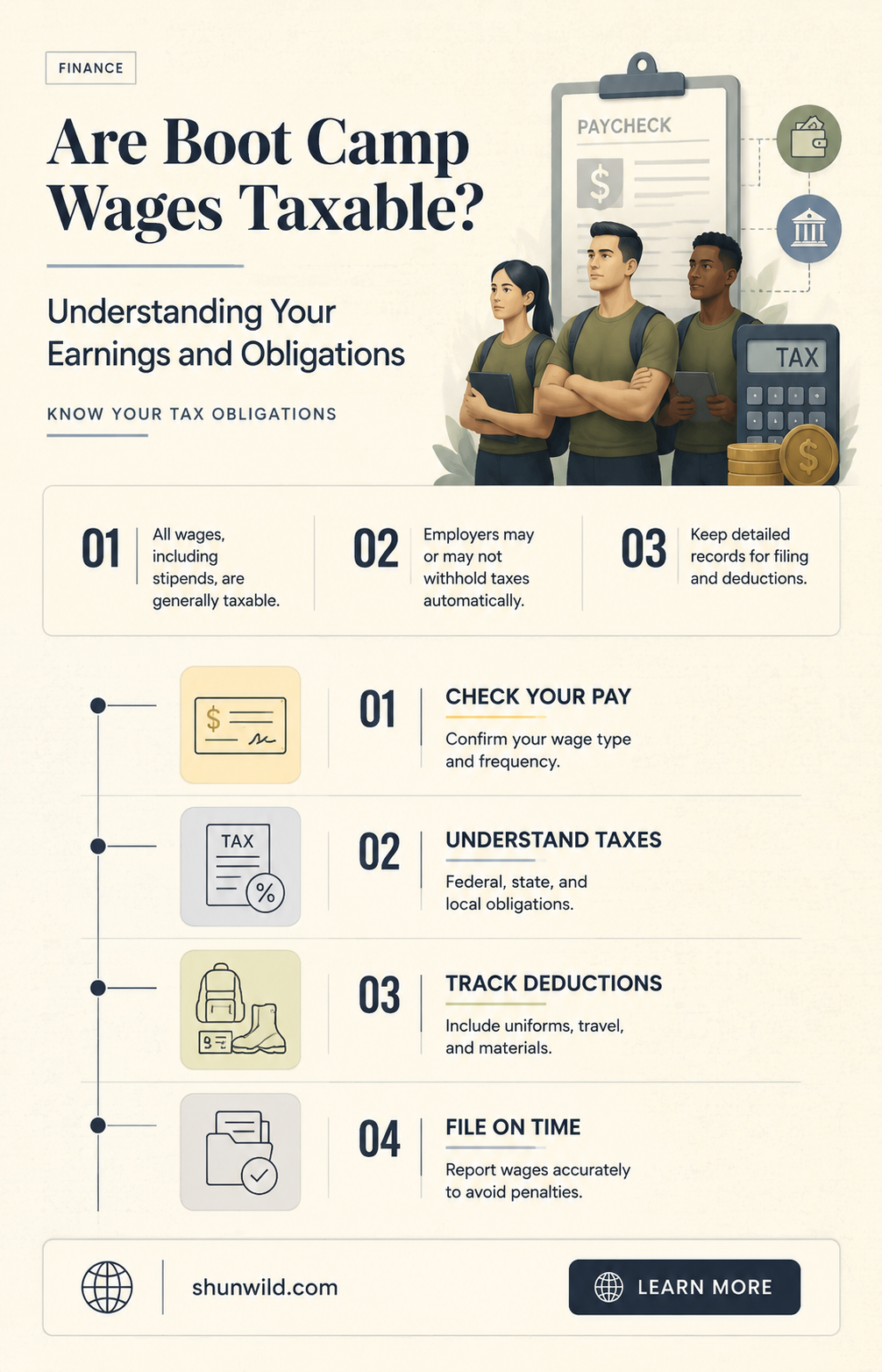 are boot camp wages taxable
