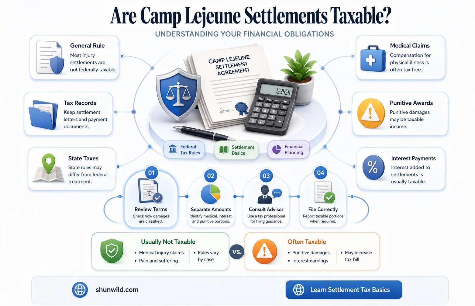 are camp lejeune settlements taxable