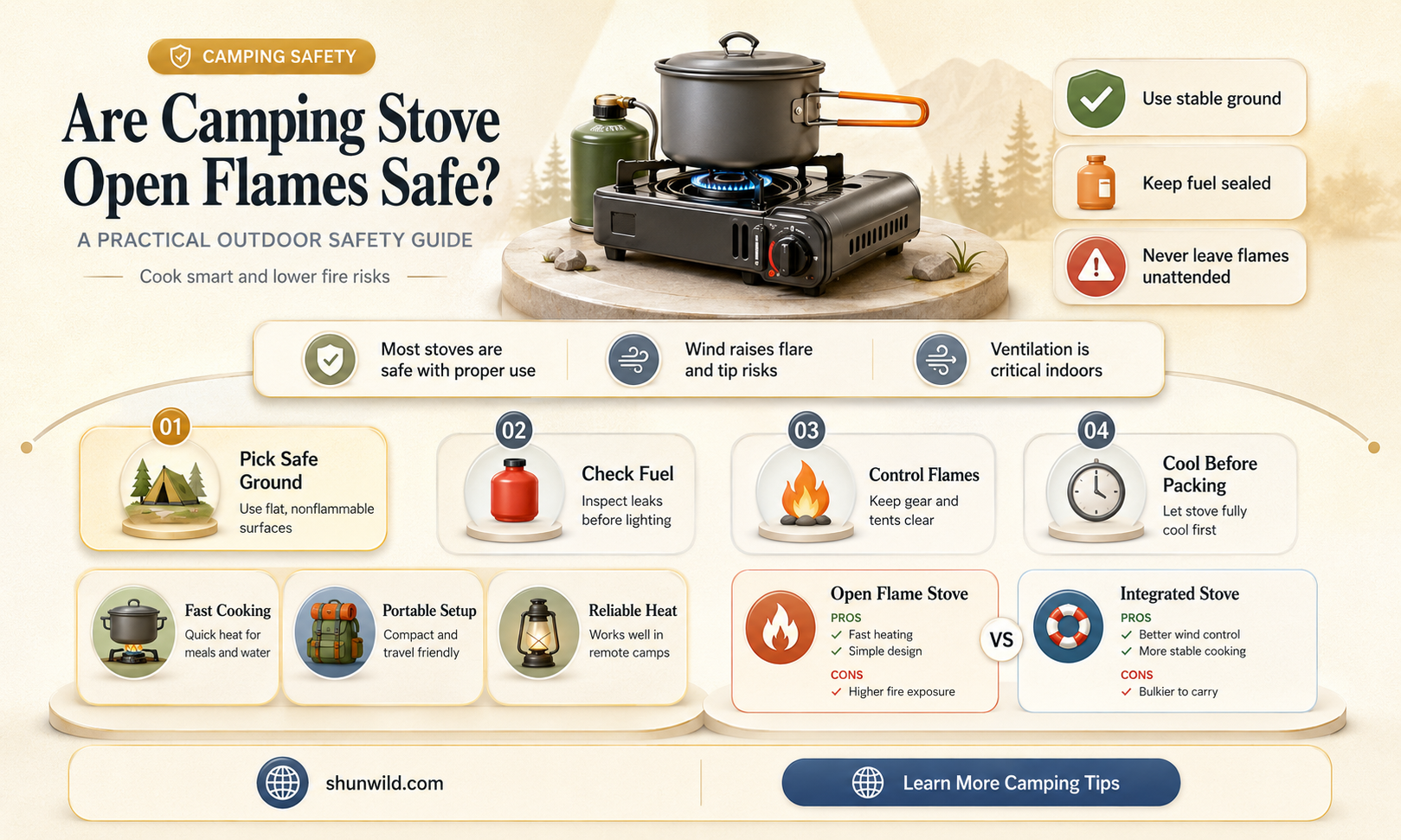 are camping stove open flames