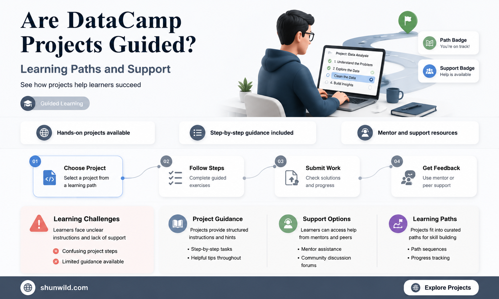 are data camp projects guided