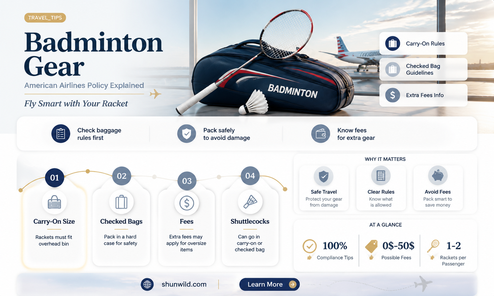 are badminton rackets allowed on american airlines