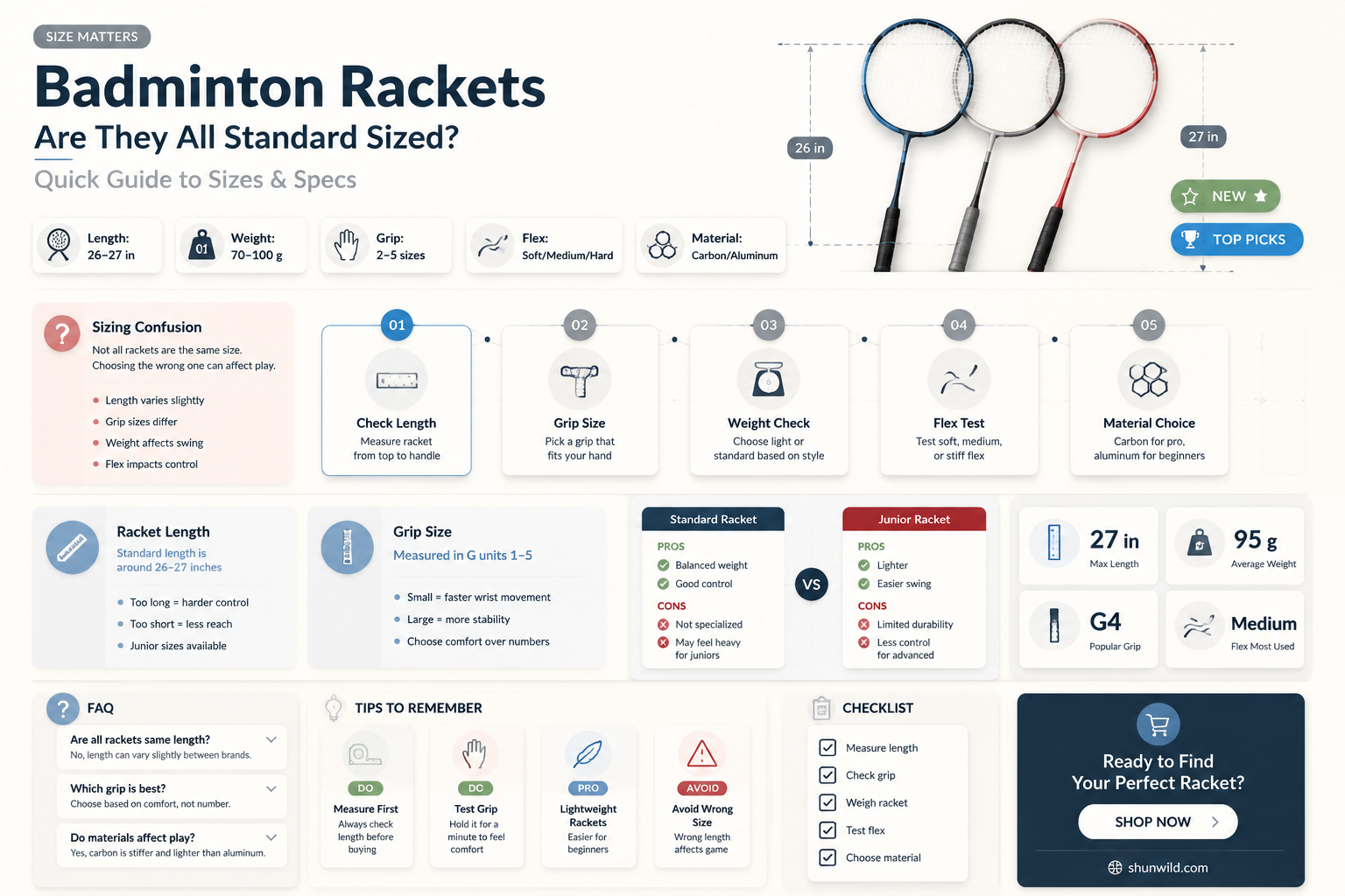 are all badminton rackets the same size