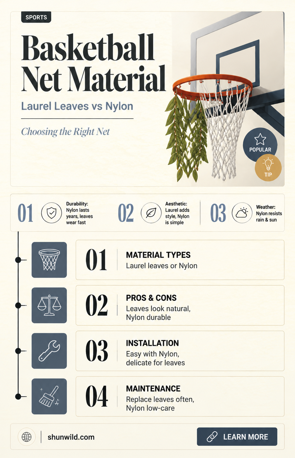 are basketball nets made of laurels