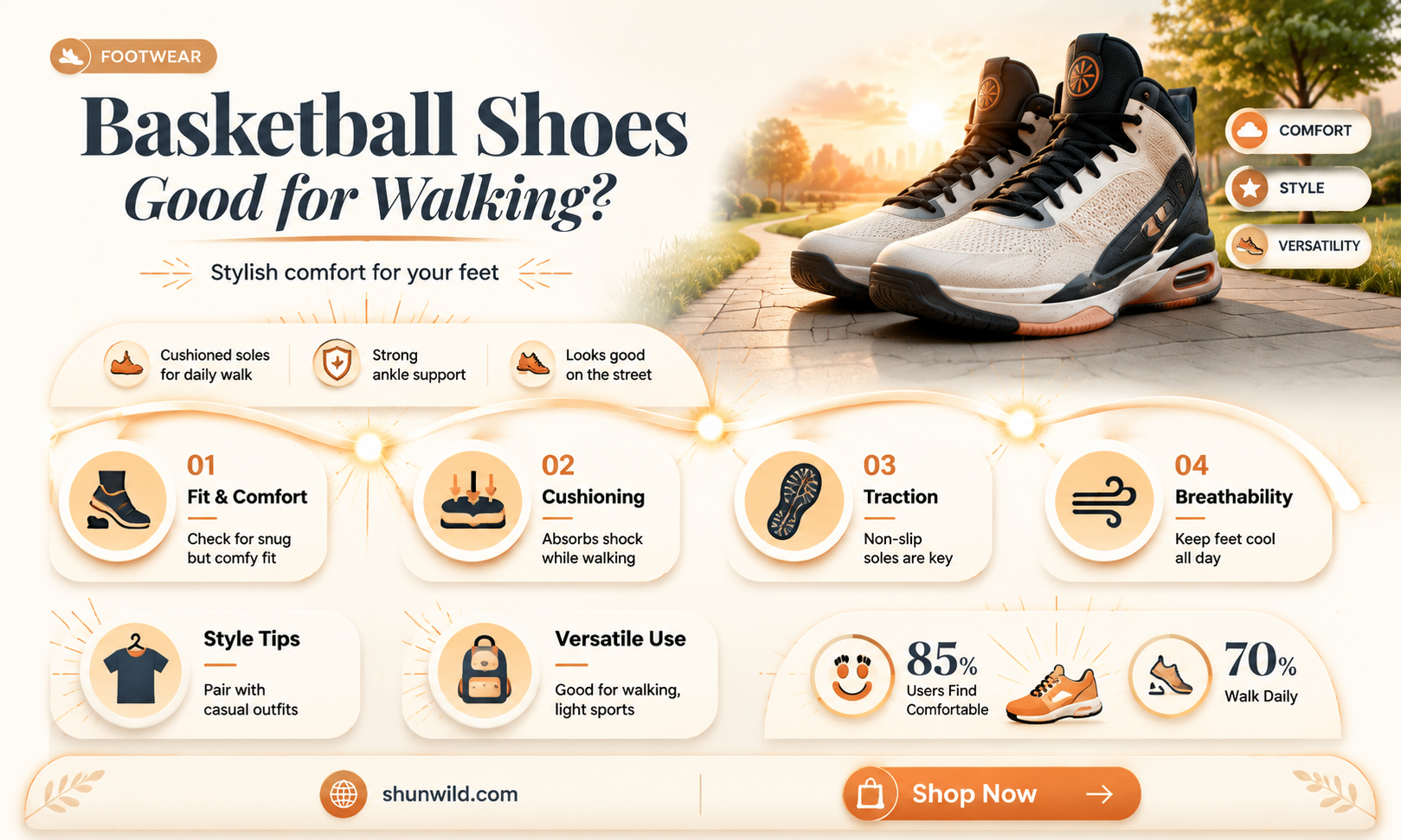are basketball shoes padded enough for walking