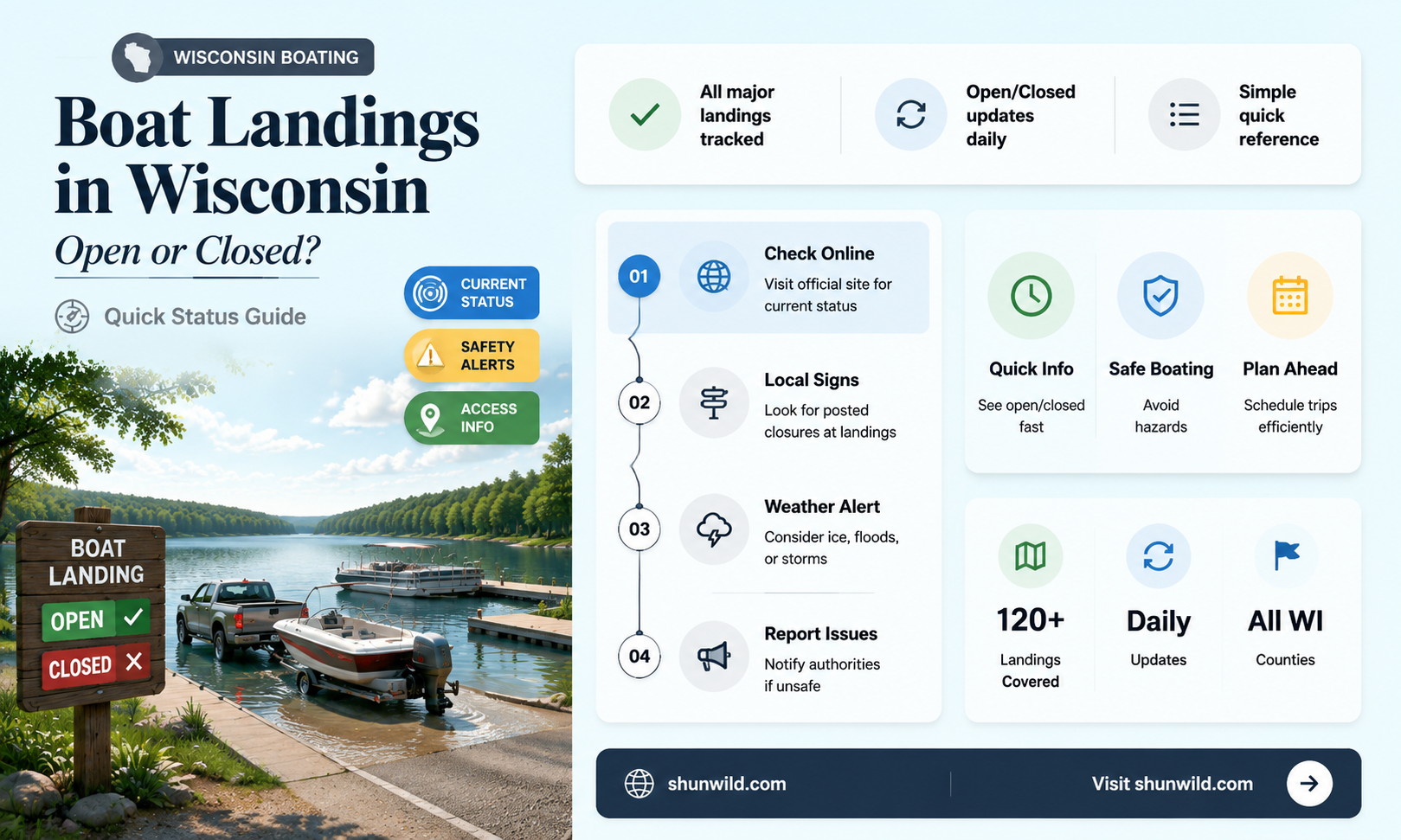 are boat landings open in Wisconsin