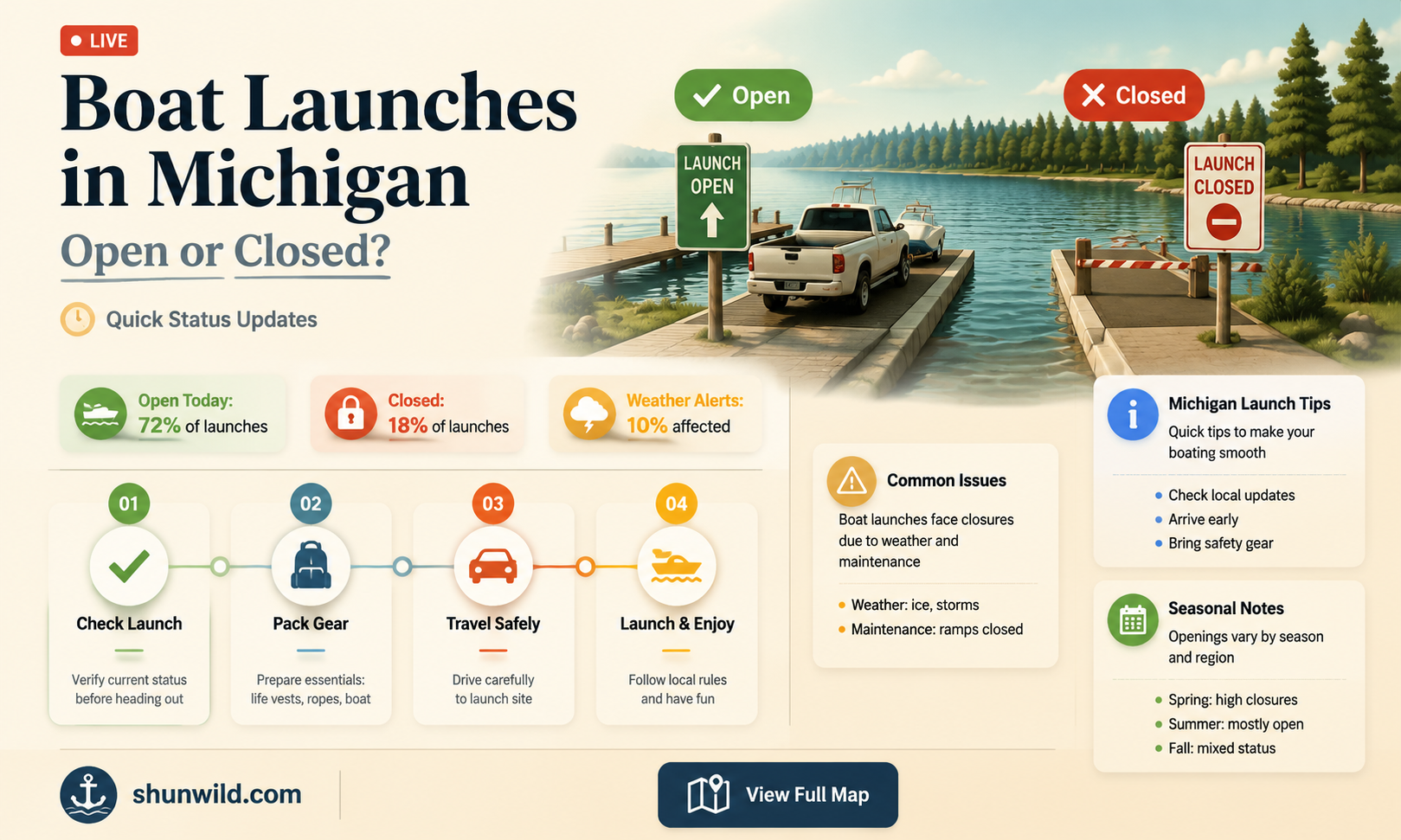 are boat launches open in Michigan