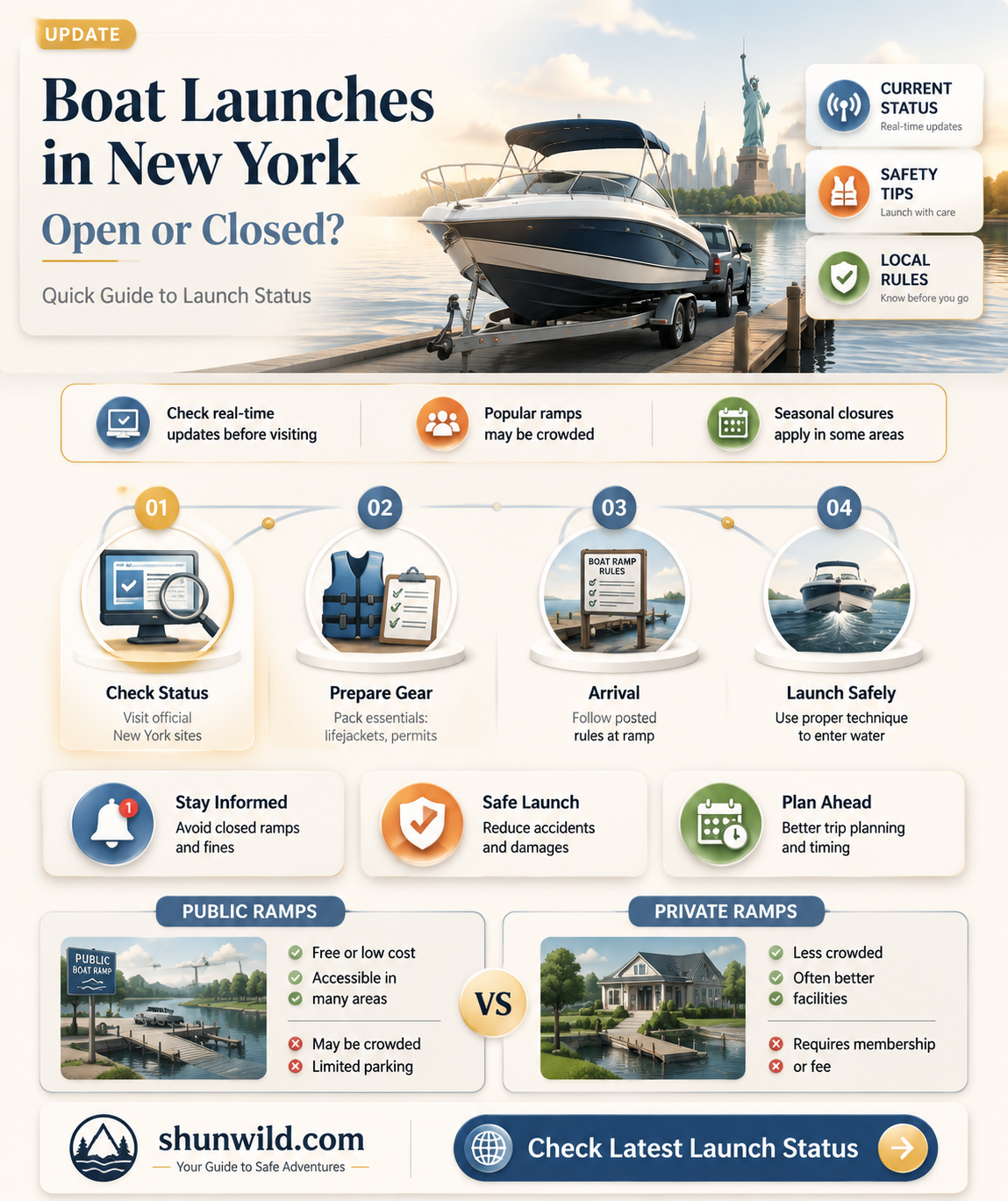 are boat launches open in New York