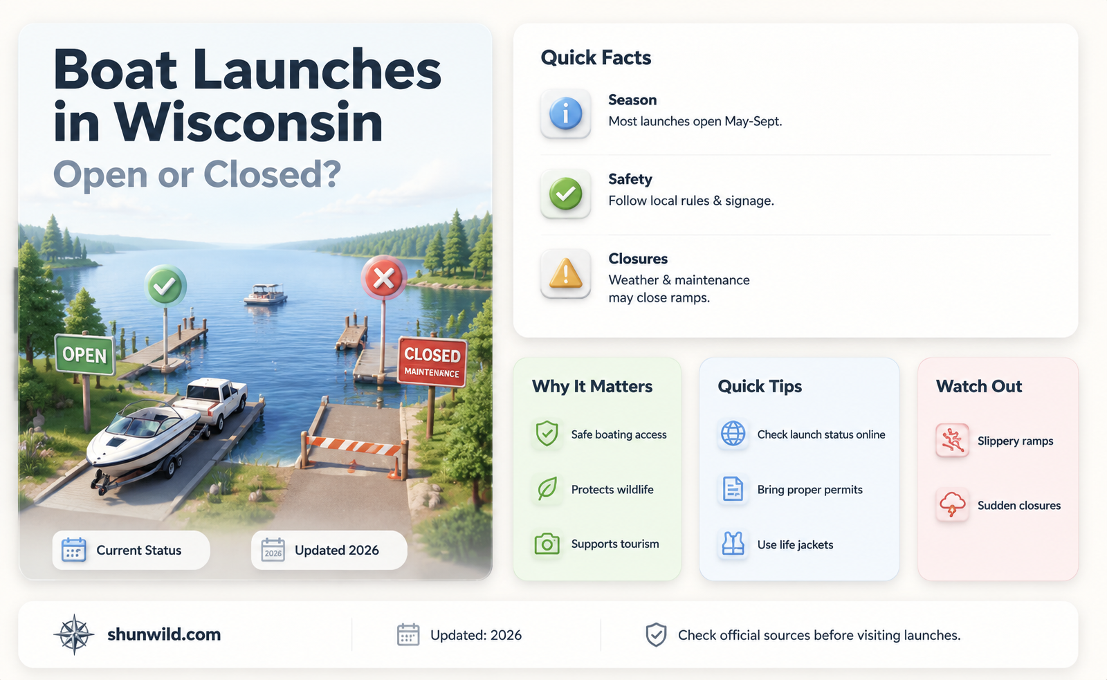 are boat launches open in Wisconsin
