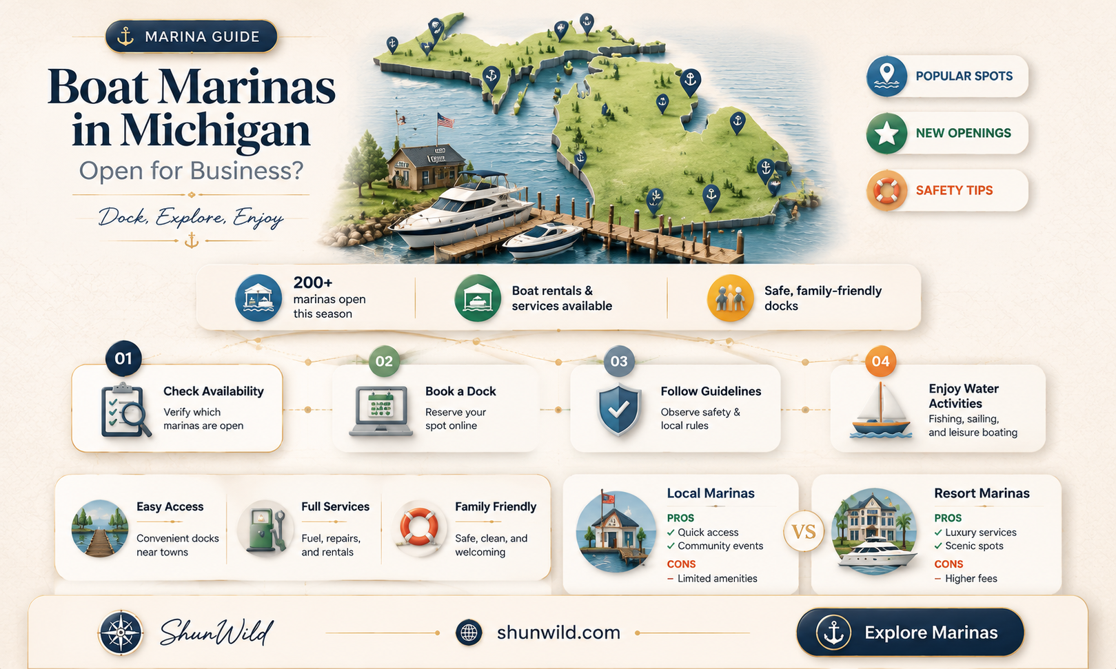 are boat marinas open in Michigan