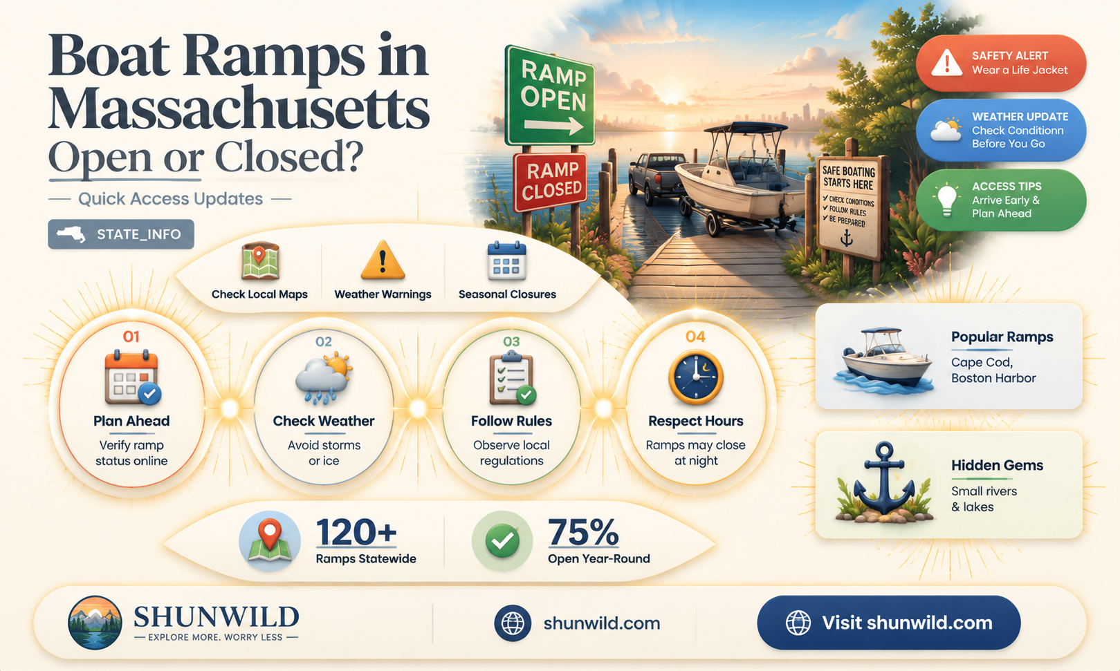 are boat ramps open in Massachusetts
