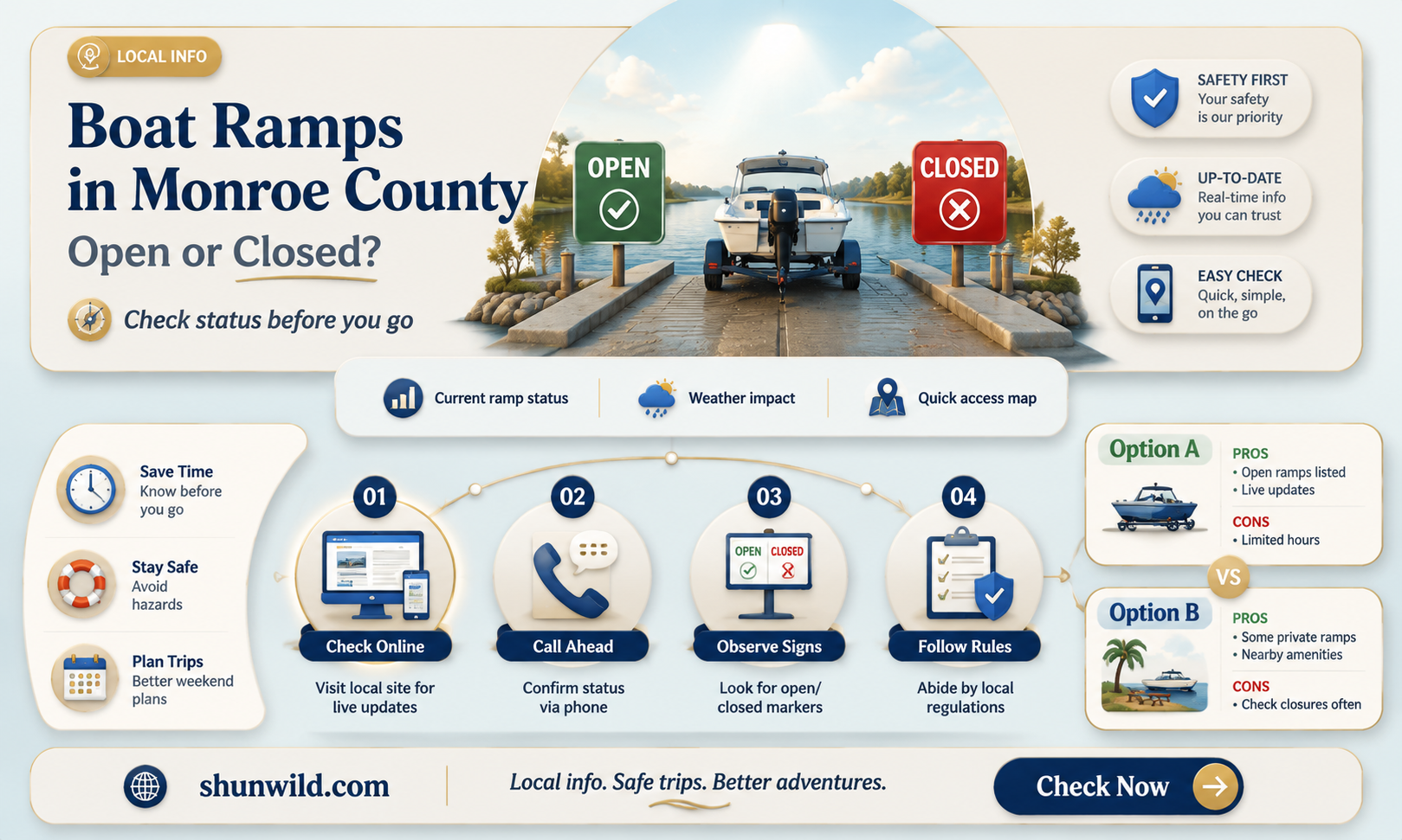 are boat ramps open in monroe county