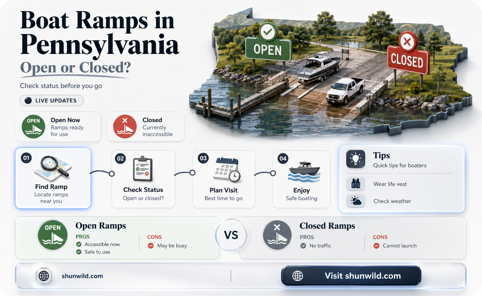 are boat ramps open in pa