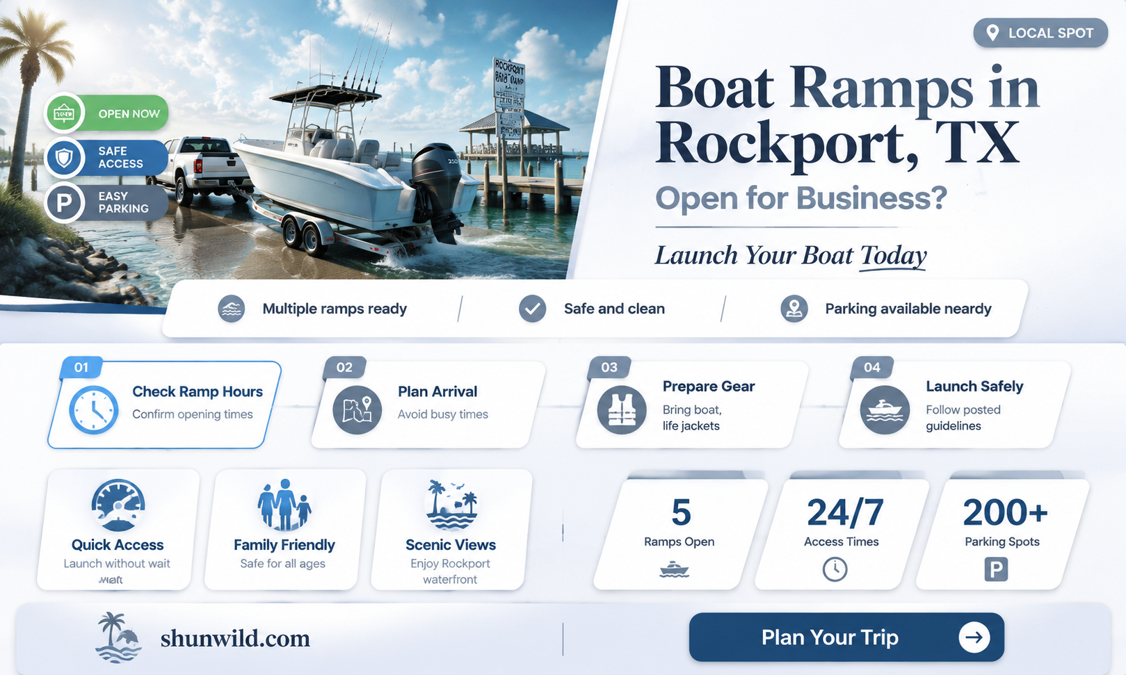 are boat ramps open in rockport texas