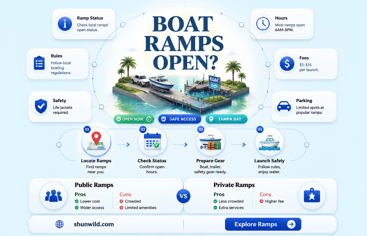are boat ramps open in tampa
