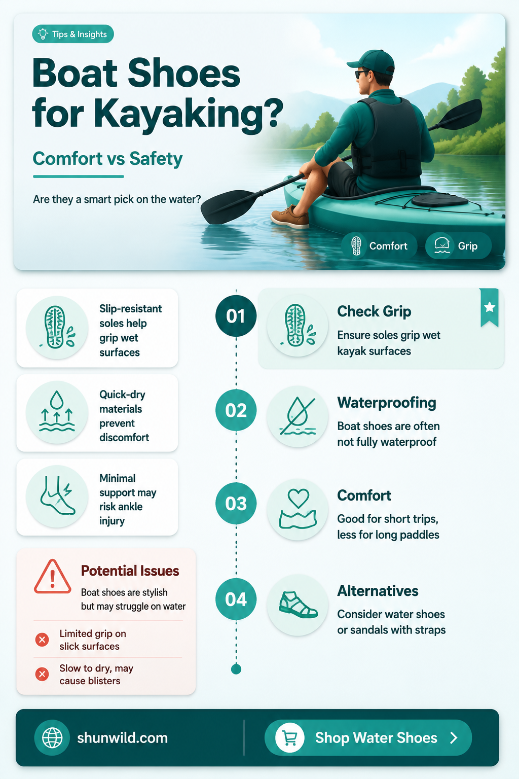 are boat shoes ok for kayaking