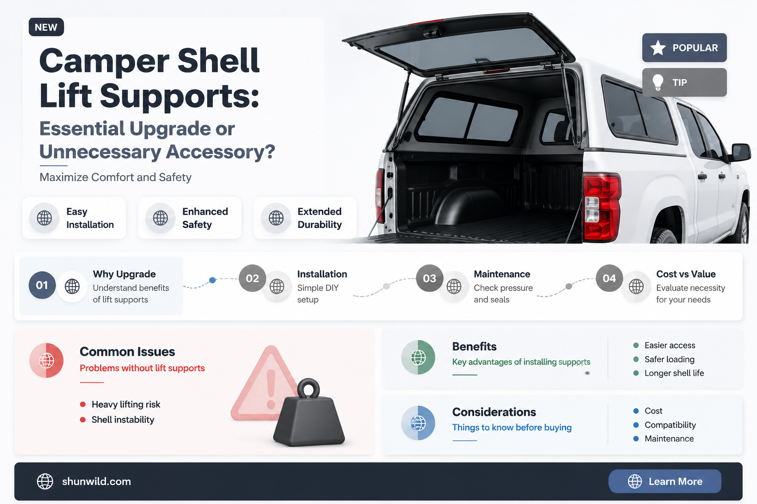 are camper shell lift support