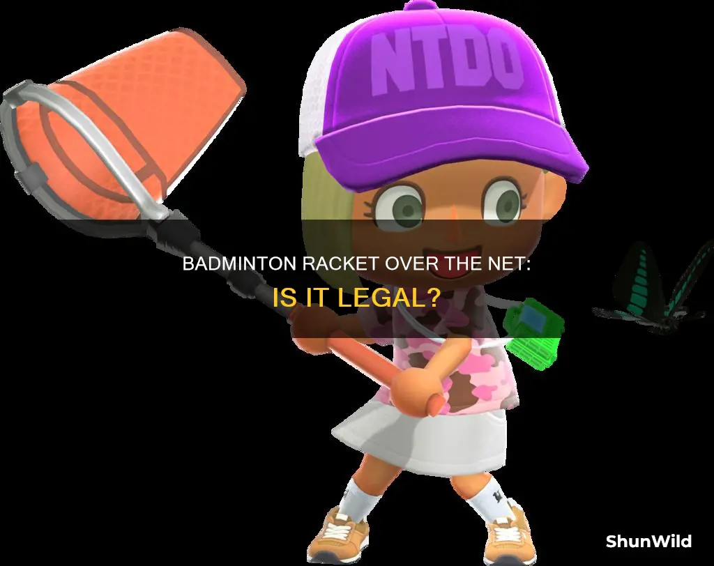can a badminton racket go over the net