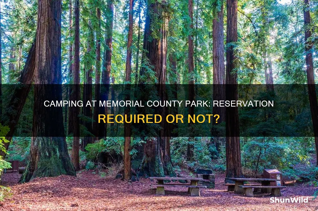 can i camp at memorial county park without a reservation