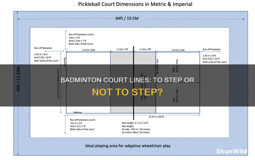 can you step on the line in badminton