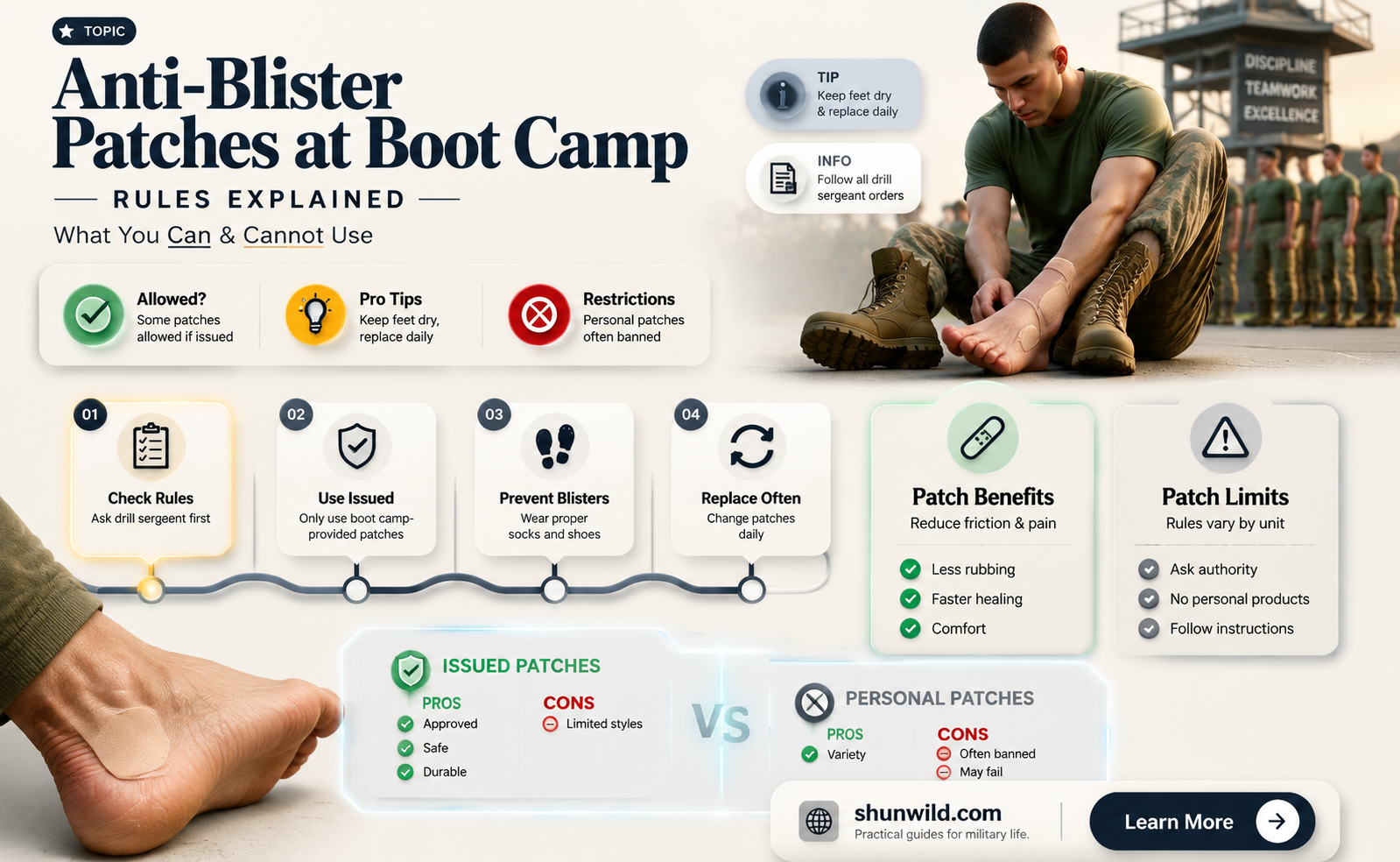 are anit-blister patches allowed at boot camp