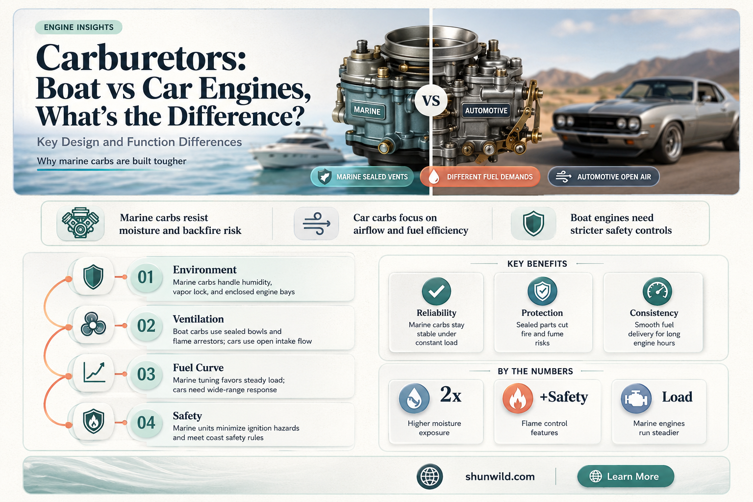 are carburators on boat engine different from car engine