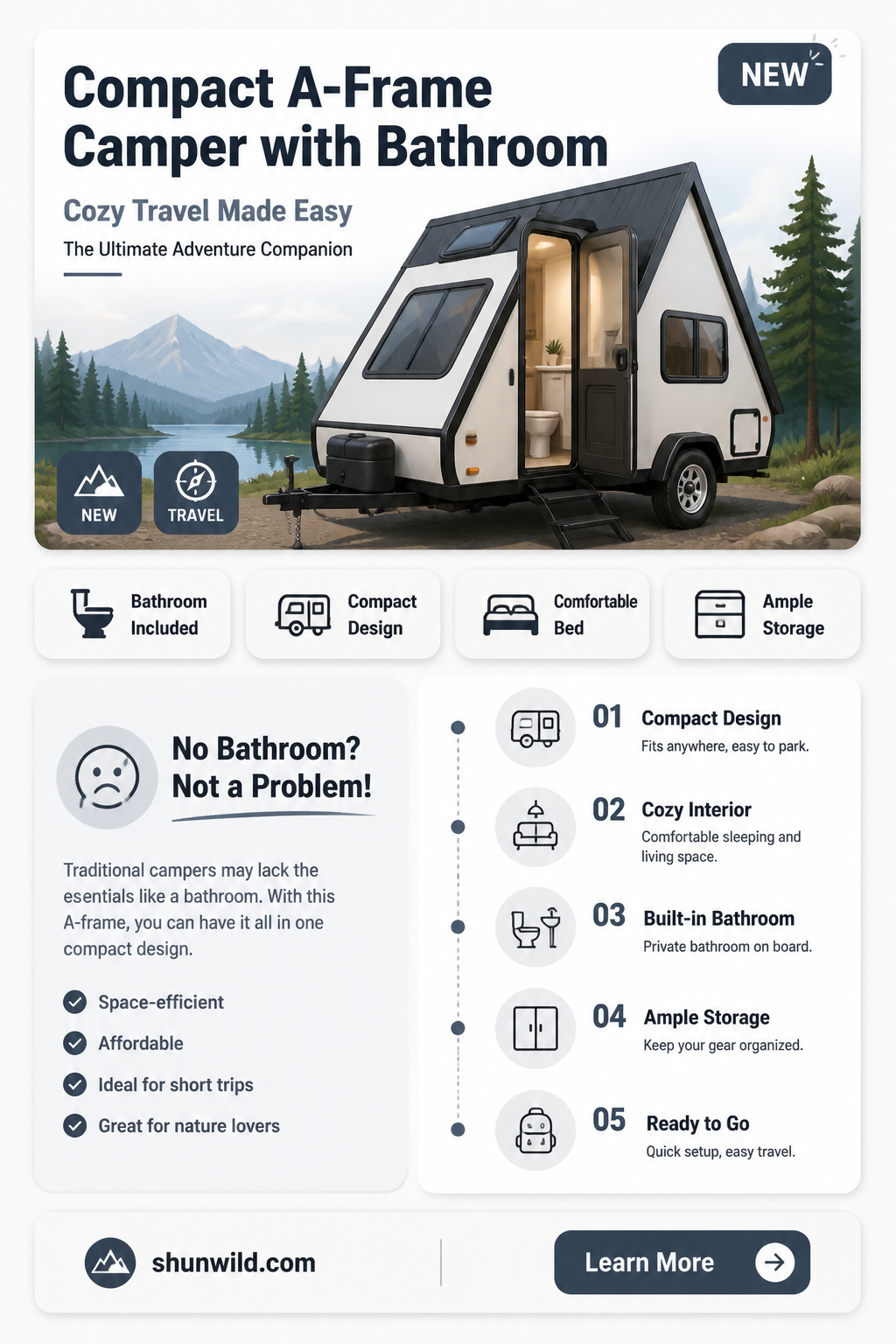 a-frame camper with bathroom