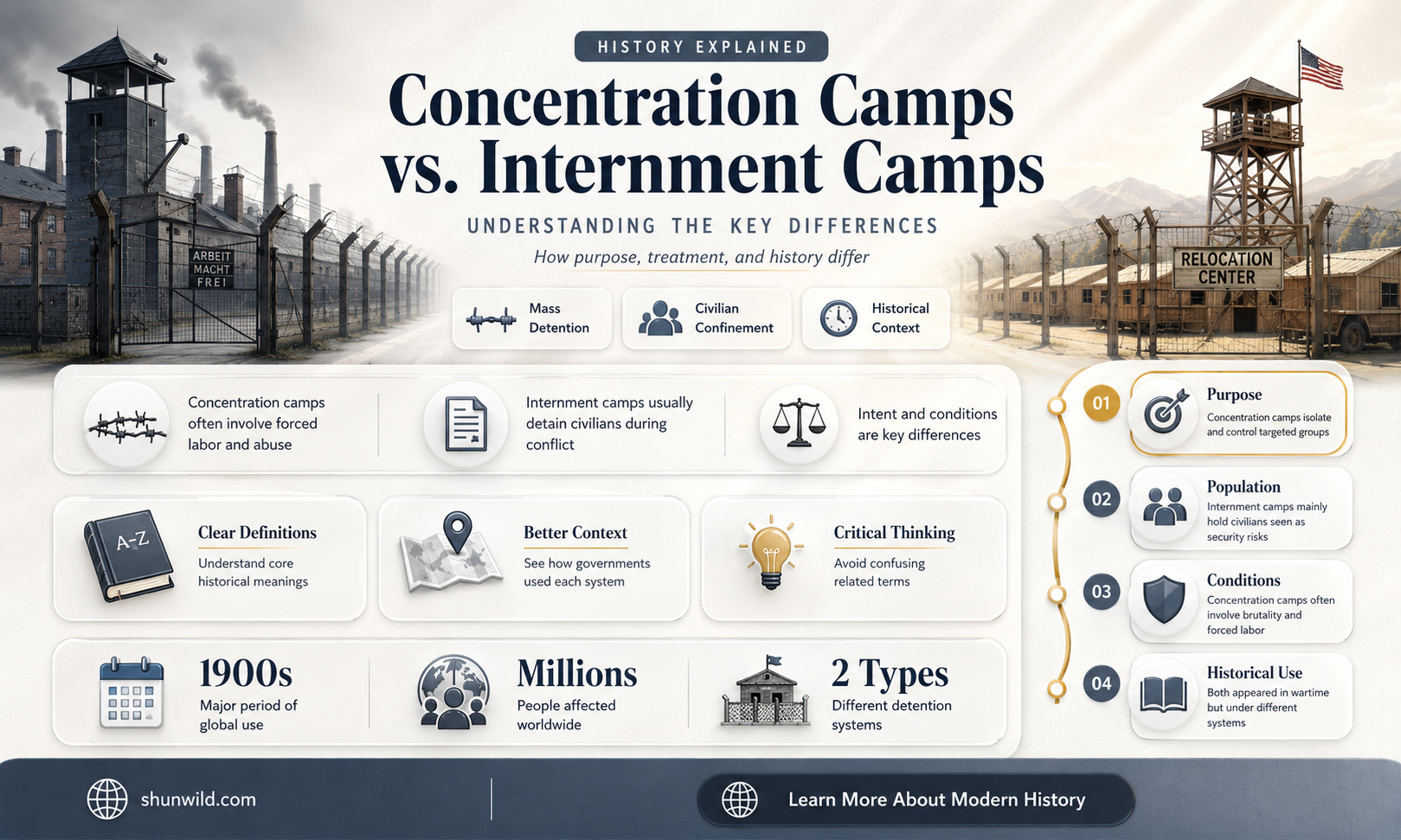 are concentration camos and internment camps the same