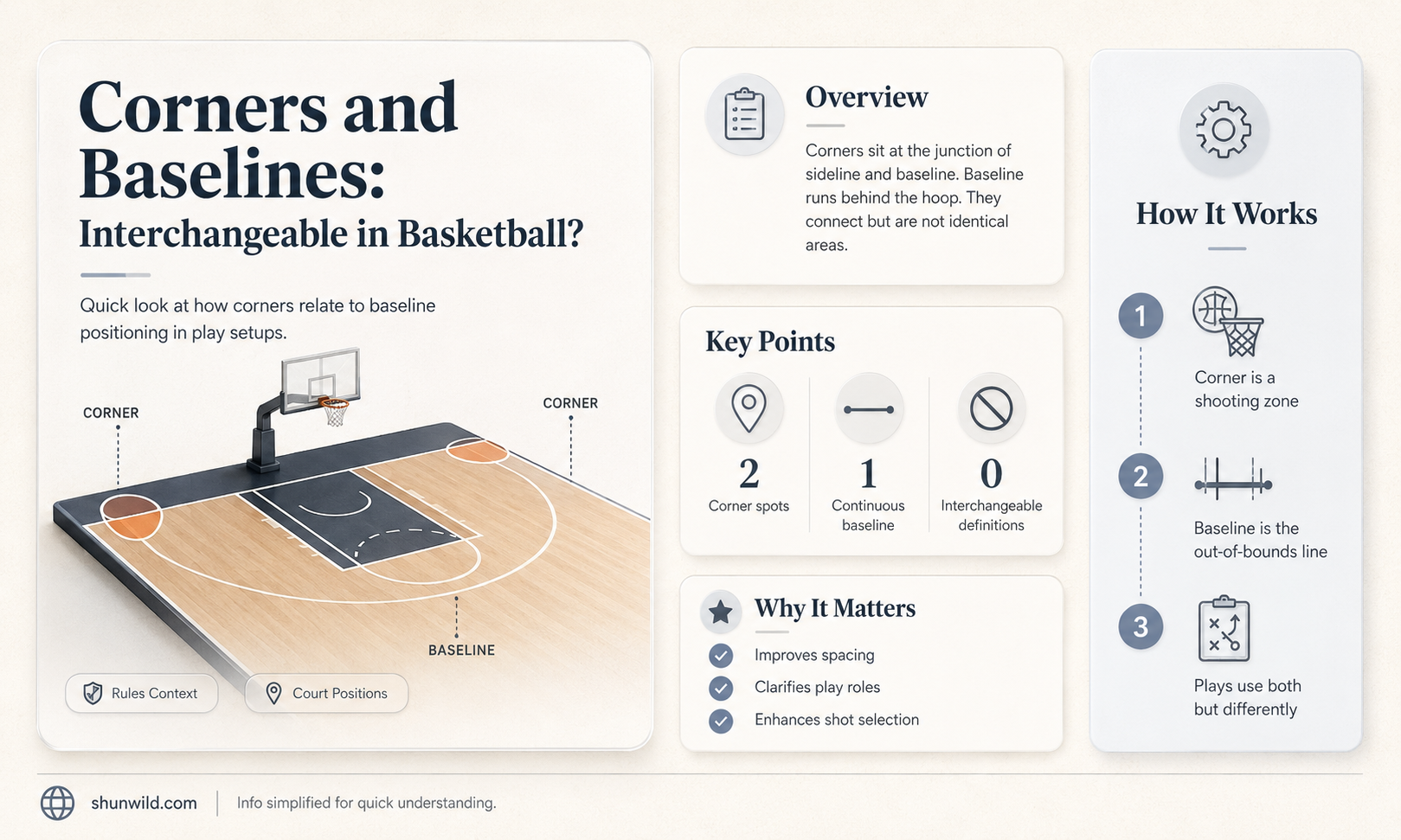 are corner and baseline interchangeable basketball