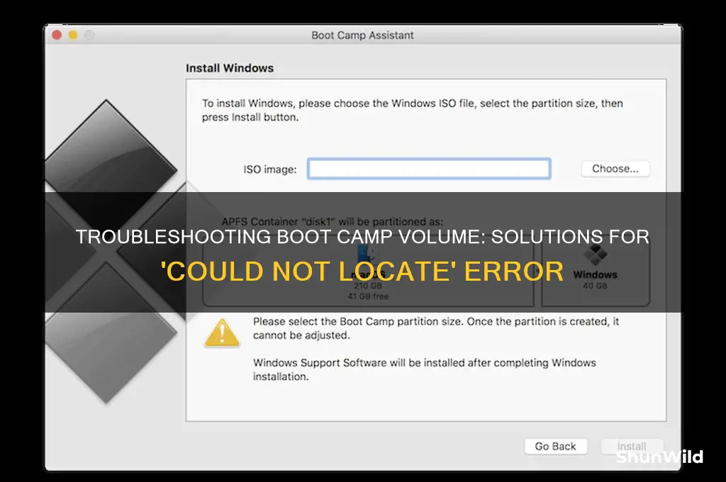 could not locate boot camp volume