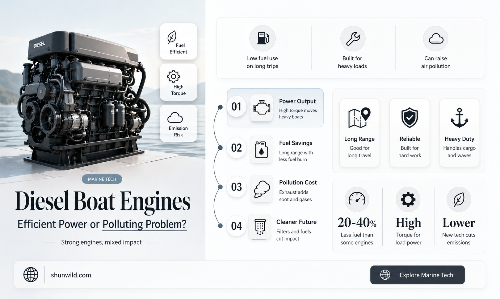are diesel boat engines efficient