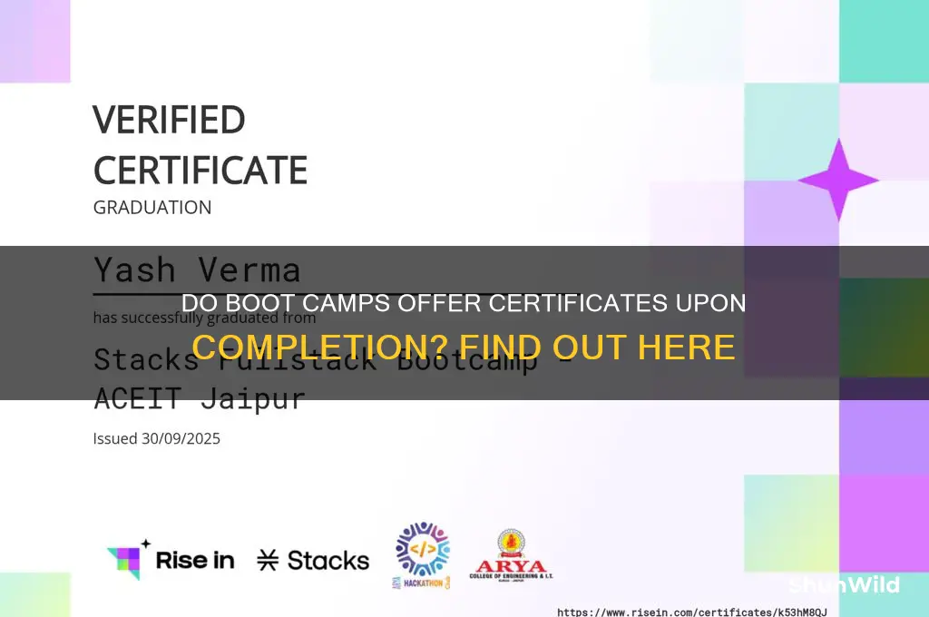 do boot camps give you a certificate of completion