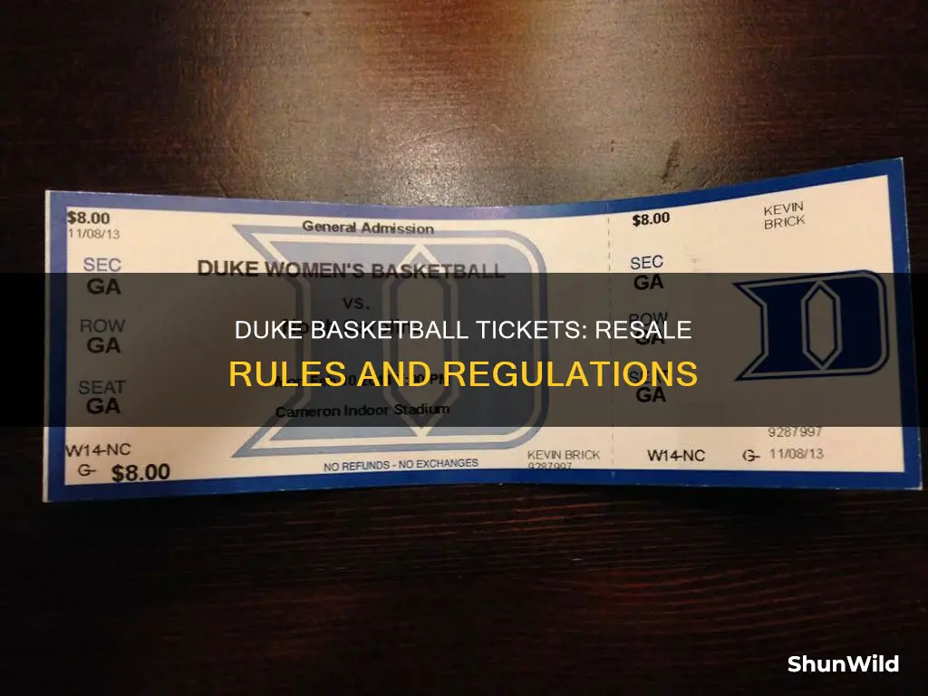 does duke allow resale of basketball tickets