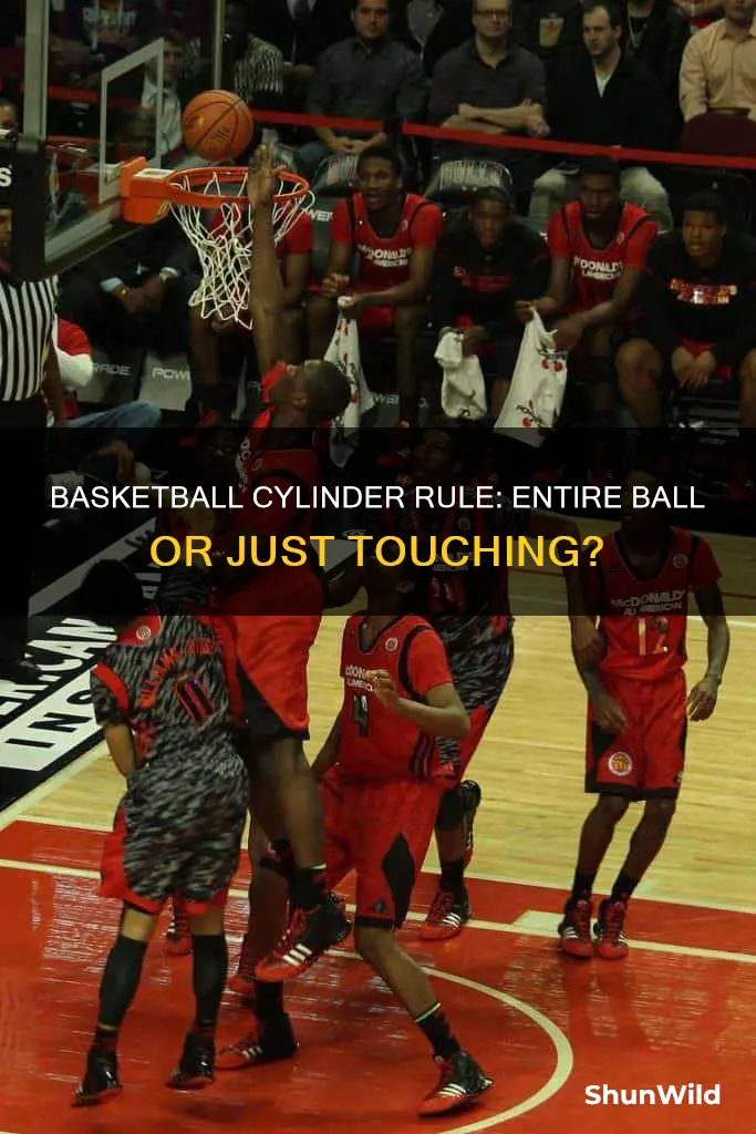 does the entire basketball have to be outside the cylinder