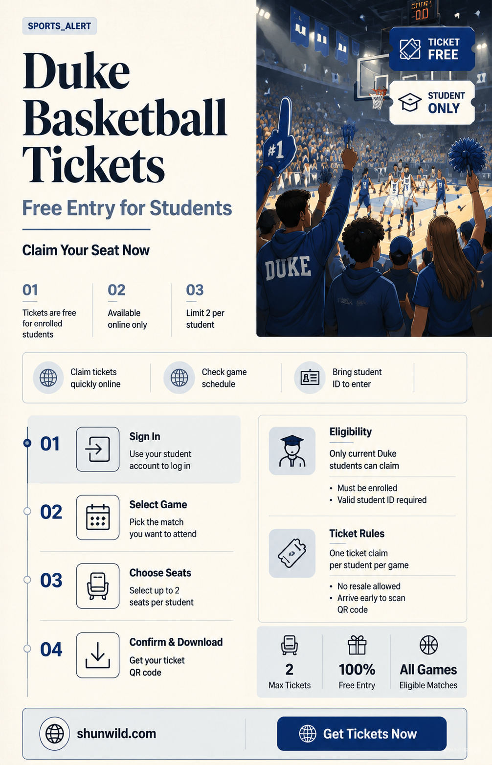 are duke basketball tickets free for students