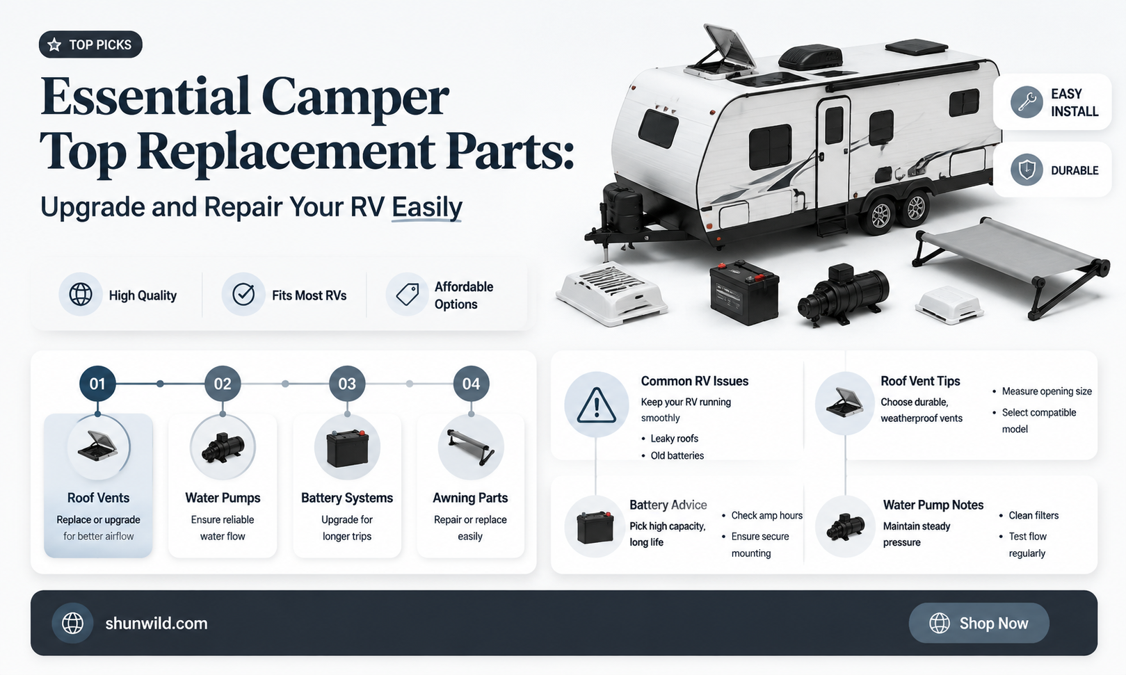 are camper top replacement parts