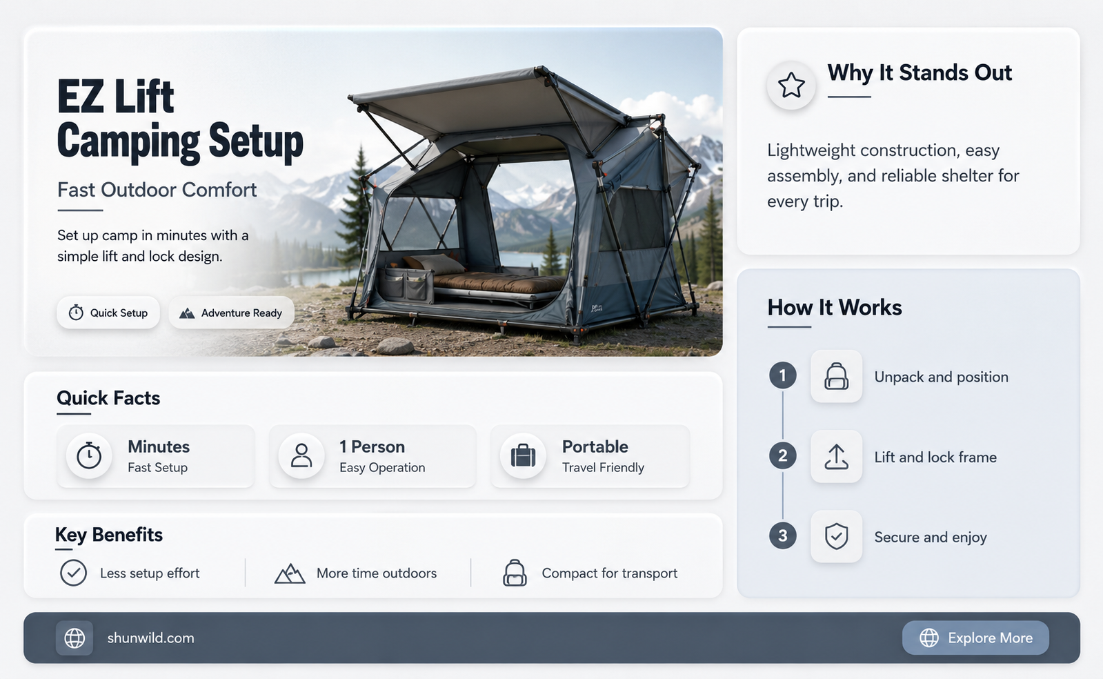 are ez lift camping setup