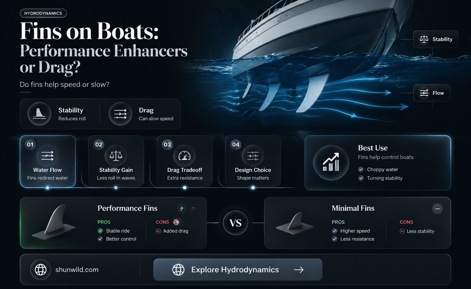 are fins on the bottom of boat good