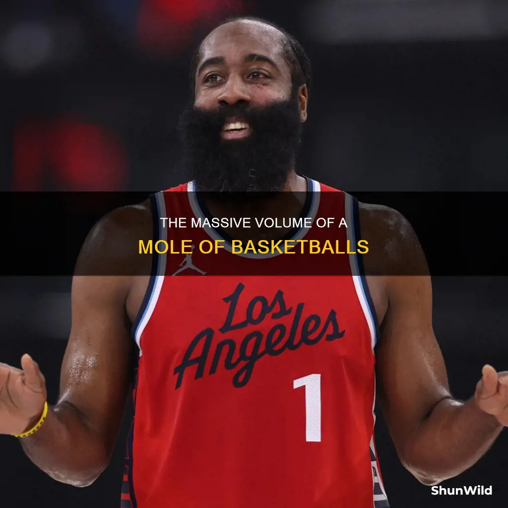 how big is a mole of basketballs