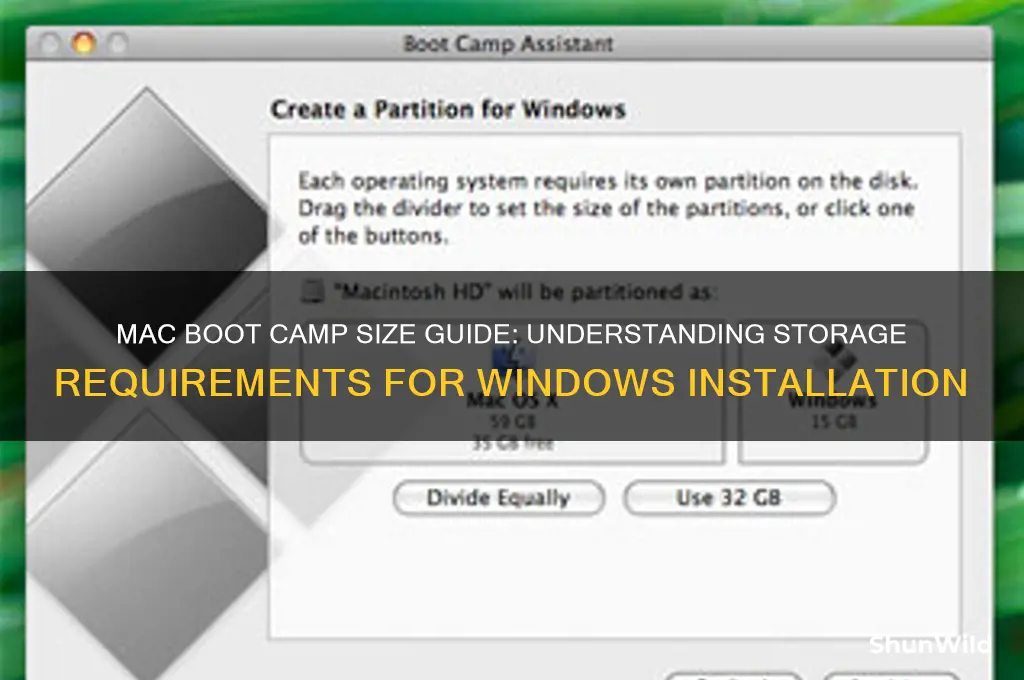 how big is boot camp for mac