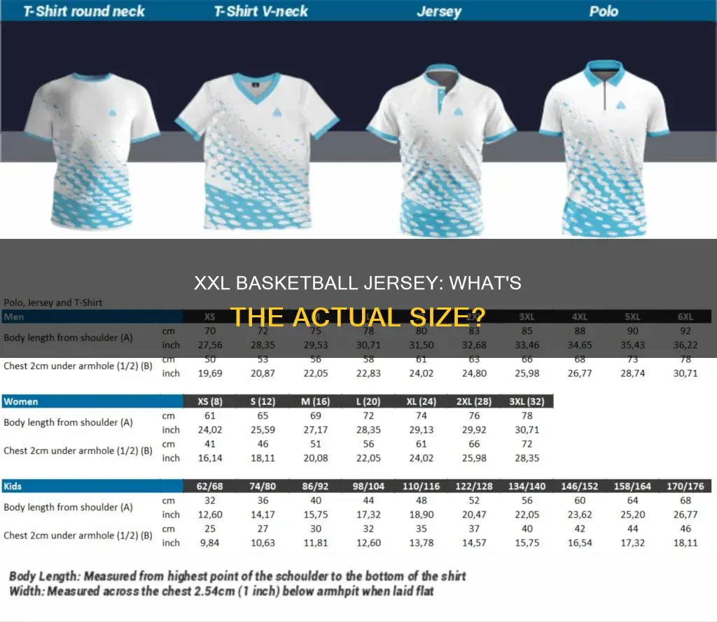 how big is xxl basketball jersey