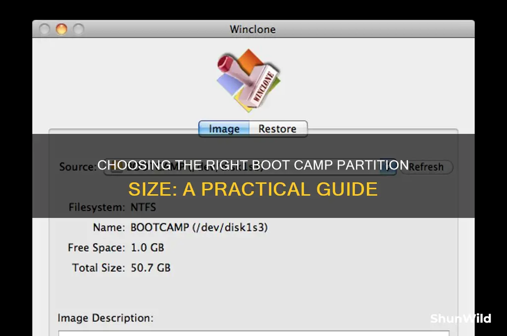 how do i decide a partition size for boot camp