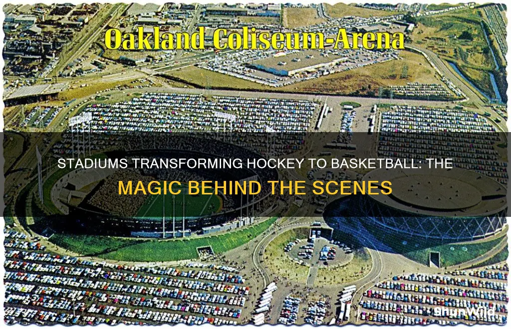 how do stadiums change from hockey to basketball