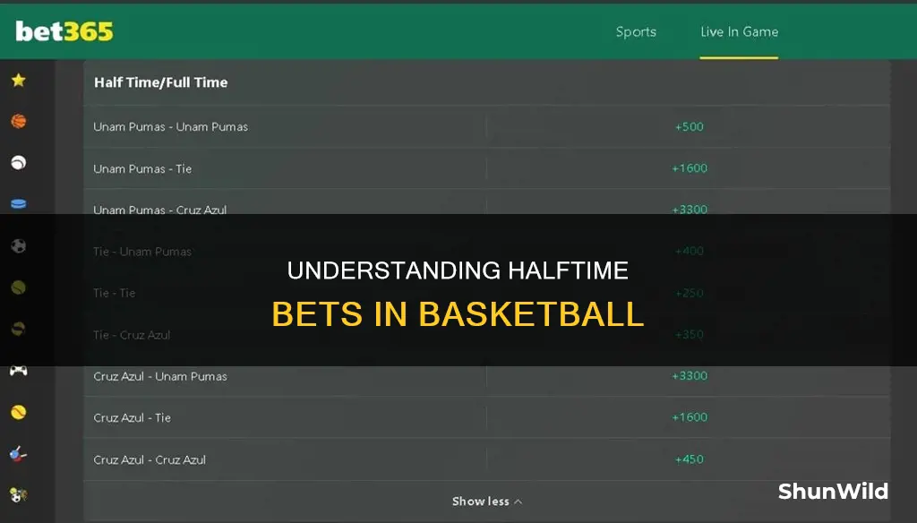 how do you calculate a basketball halftime bet