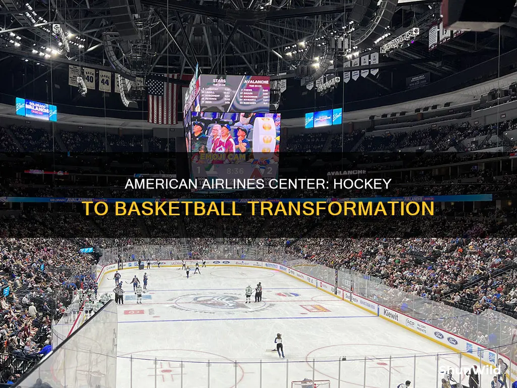 how does american airlines center change from hockey to basketball