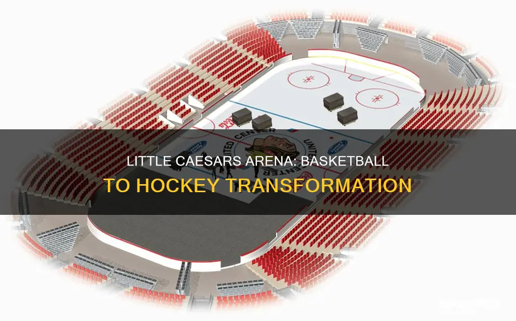 how does little caesars arena switch from basketball to hockey