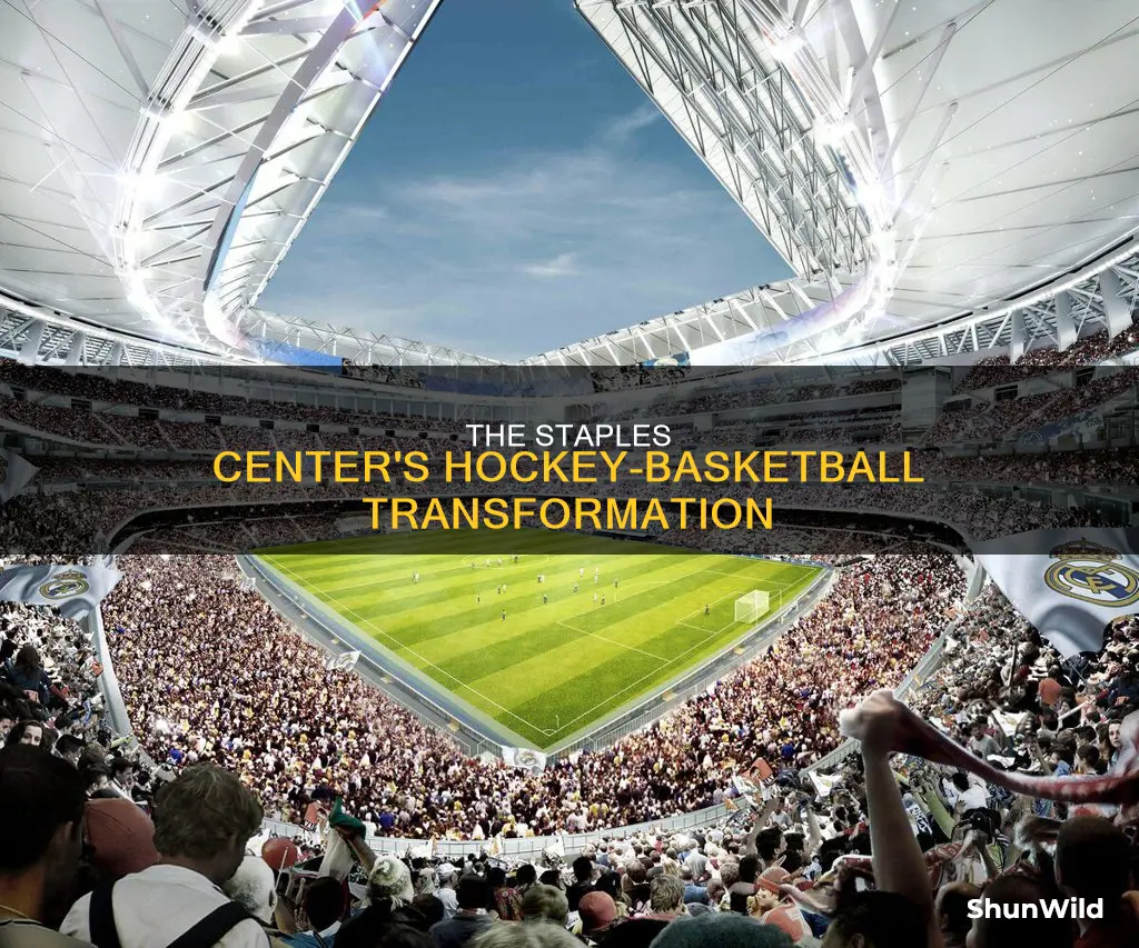 how does the staples center switch from hockey to basketball